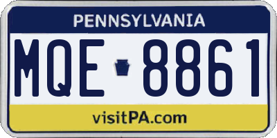 PA license plate MQE8861