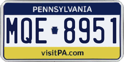 PA license plate MQE8951