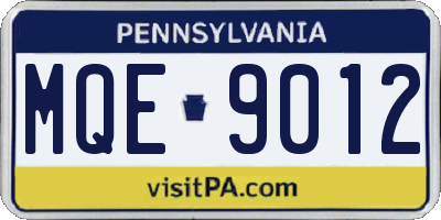 PA license plate MQE9012
