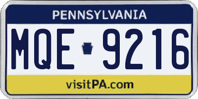 PA license plate MQE9216