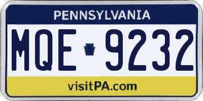 PA license plate MQE9232