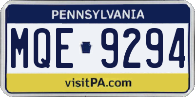 PA license plate MQE9294