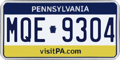 PA license plate MQE9304
