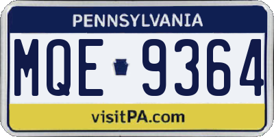 PA license plate MQE9364