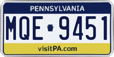 PA license plate MQE9451