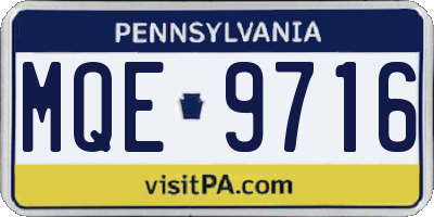 PA license plate MQE9716
