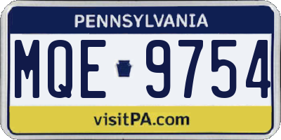 PA license plate MQE9754