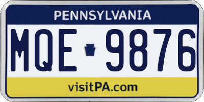 PA license plate MQE9876