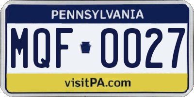PA license plate MQF0027