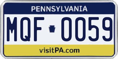 PA license plate MQF0059