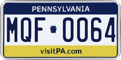 PA license plate MQF0064