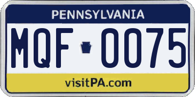 PA license plate MQF0075