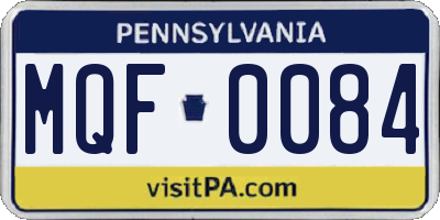 PA license plate MQF0084