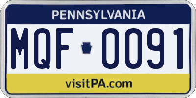 PA license plate MQF0091