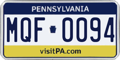 PA license plate MQF0094
