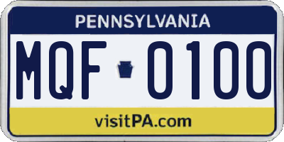 PA license plate MQF0100