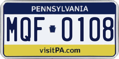 PA license plate MQF0108