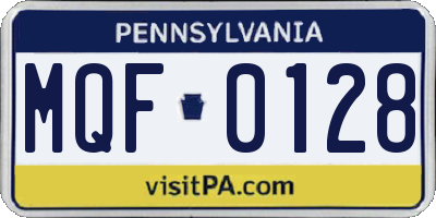 PA license plate MQF0128