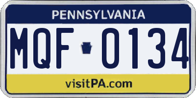 PA license plate MQF0134