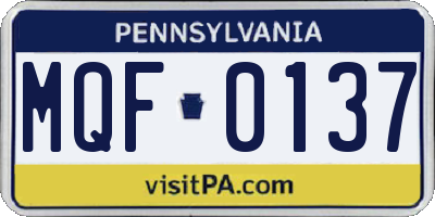 PA license plate MQF0137