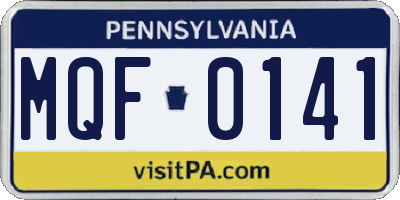 PA license plate MQF0141