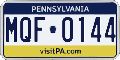 PA license plate MQF0144