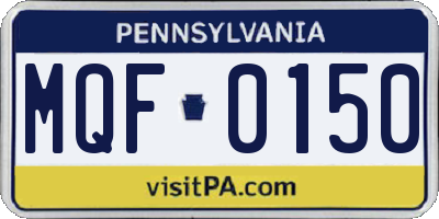PA license plate MQF0150