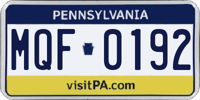 PA license plate MQF0192