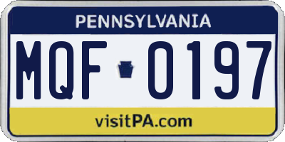 PA license plate MQF0197