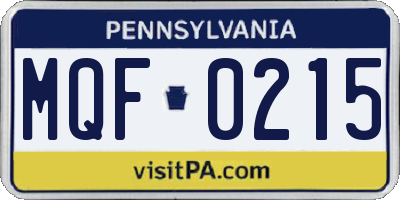 PA license plate MQF0215
