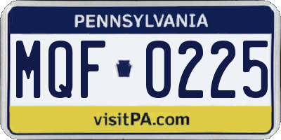 PA license plate MQF0225