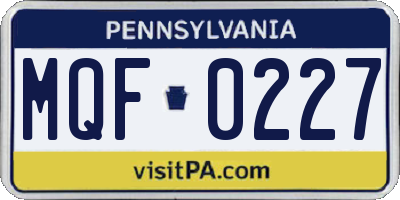 PA license plate MQF0227