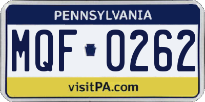 PA license plate MQF0262