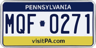 PA license plate MQF0271