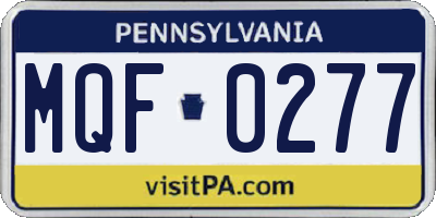 PA license plate MQF0277