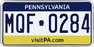 PA license plate MQF0284