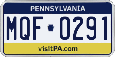 PA license plate MQF0291
