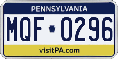 PA license plate MQF0296