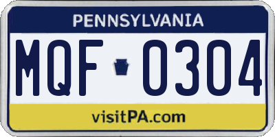 PA license plate MQF0304