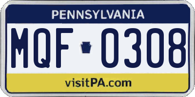 PA license plate MQF0308