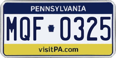 PA license plate MQF0325