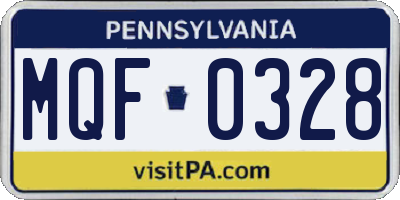 PA license plate MQF0328