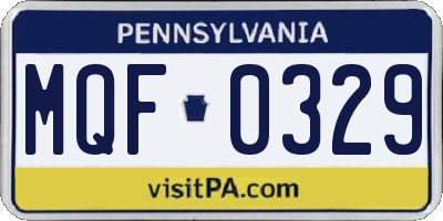 PA license plate MQF0329