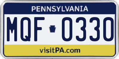 PA license plate MQF0330