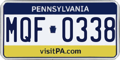 PA license plate MQF0338