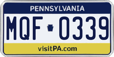 PA license plate MQF0339