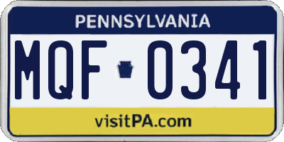 PA license plate MQF0341