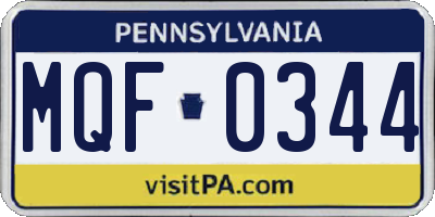 PA license plate MQF0344