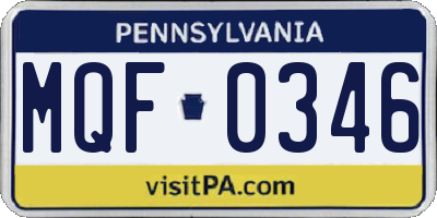 PA license plate MQF0346