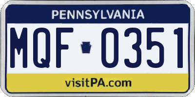 PA license plate MQF0351